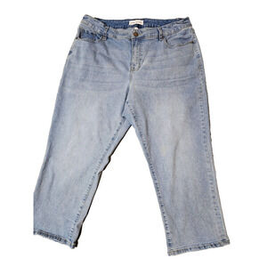 Lane Bryant Womens Denim Capri Jeans Medium Wash Stretch Cotton Blend Size 14